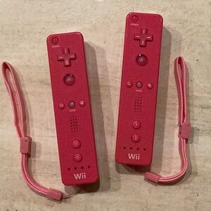 Nintendo Wii Remotes Controller OEM Lot Of 2 Pink Remote Official Authentic